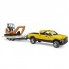 BRUDER Auto Dodge RAM 2500 Service z przyczepką i mini koparką